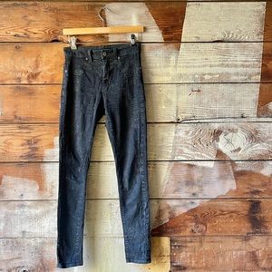 Carmar Black Fleur de Lis Black Skinny Jeans 26 Designer